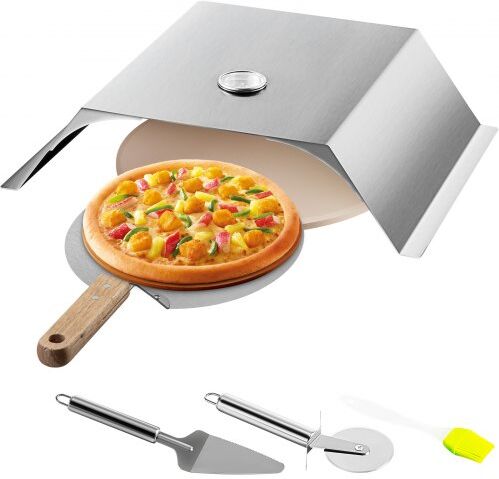 VEVOR Pizza Oven Kit, Stainless Steel Grill Pizza Oven, Pizza Maker Kit for Most 22" Charcoal Grilll, Grill Pizza Oven Kit Including Pizza Chamber, 13" Round Pizza Stone, 10 x 11.8 inch Pizza Peel