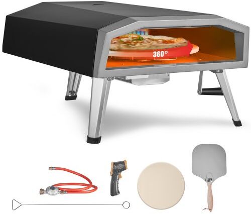 VEVOR Outdoor Pizza Oven, 16-inch, Gas Fired Pizza Maker, Portable Outside Stainless Steel Pizza Grill with 360° Rotatable Pizza Stone, Waterproof Cover, Peel, IR Thermometer, Gas Burner, CSA Listed