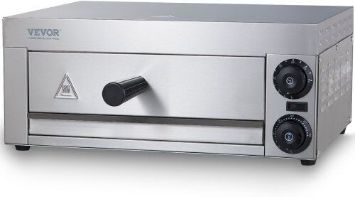 VEVOR Electric Countertop Pizza Oven 12-inch, 1500W Commercial Pizza Oven with Adjustable Temp, 0-60 Minutes Timer, 360° Uniform Baking Pizza Maker & Removable Crumb Tray for Commercial and Home Use