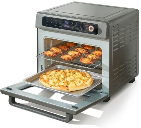 VEVOR 12-IN-1 Air Fryer Toaster Oven, 25L Convection Oven, 1700W Stainless Steel Toaster Ovens Countertop Combo with Grill, Pizza Pan, Gloves, 12 Slices Toast, 12-inch Pizza, Home and Commercial Use