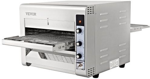 VEVOR Conveyor Commercial Pizza Oven, Belt Adjustable Heat and Speed Stainless Steel Countertop Kitchen Toaster Oven with 50-300 °C /122- 572°F Temperature Range for Bakery Western Restaurant.