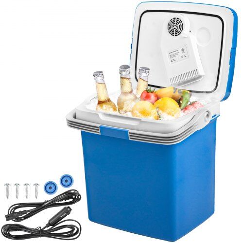 VEVOR Electric Cooler and Warmer, 28 Quart Portable Thermoelectric Fridge, Plug in Refrigerator with Collapsible Handle, 110V AC Home Power Cord & 12V Car Adapter for Camping Travel & Picnics