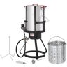 VEVOR Turkey Deep Fryer, 30-qt Turkey Fryer Boiler Steamer Cooker Set, Outdoor Aluminum Seafood Frying Pot, 54,000 BTU Burner Propane Gas Boiler, Includes Basket, Perforated Poultry Rack, Thermometer