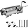 Vevor Horizontal Sausage Stuffer 10L Manual Sausage Maker With 5 Filling Nozzles Sausage Stuffing Machine For Home & Commercial Use Stainless Steel