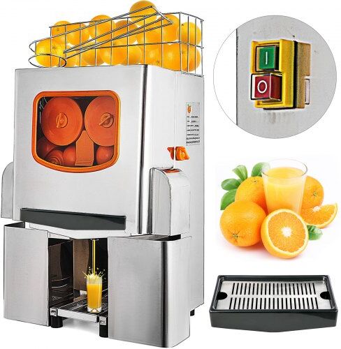 VEVOR Commercial Juicer Machine, 110V Juice Extractor, 120W Orange Squeezer for 22-30 per Minute, Electric Orange Juice Machine with Pull-Out Filter Box SUS 304 Tank Stainless Cover and Two Buckets