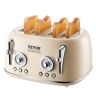 VEVOR Brushed Stainless Steel Toaster, 4 Slice, 1650W 1.5'' Extra Wide Slots Toaster with Removable Crumb Tray 5 Browning Levels, Cancel Defrost and Bagel Functions for Toasting Bread Bagel Waffle