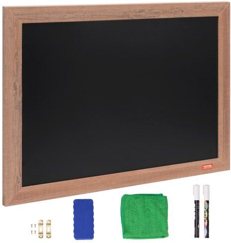 VEVOR Magnetic Chalk Board, Hanging Message Signs with Chalks & Eraser, Vintage Wooden Chalkboard Sign, Rustic Brown Framed Calendar and Bulletin Combo Boards, 18"x24", Kitchen, Home Decor, Wedding