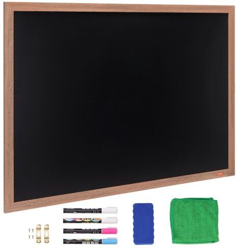 VEVOR Magnetic Chalk Board, Hanging Message Signs with Chalks & Eraser, Vintage Wooden Chalkboard Sign, Rustic Brown Framed Calendar and Bulletin Combo Boards, 35"x46", Kitchen, Home Decor, Wedding