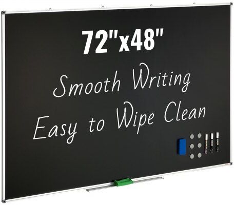 VEVOR Chalk Board, 48 x 72 Inches Large Chalkboard with Aluminum Frame, Black Boards Dry Erase Includes 1 Magnetic Erase & 3 Dry Erase Marker, Black Surface, for Office Home and School