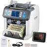 VEVOR Money Counter Machine, Bill Counter with Mixed Denomination, 2CIS, SN, UV, IR, MG, DD Counterfeit Detection, Multi Currency, Value Counting Cash Counter and Sorter, Printer Enabled