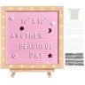 VEVOR Pink Felt Letter Board, 10"x10" Felt Message Board, Changeable Sign Boards with 510 Letters, Stand, and Built-in LED Lights, Baby Announcement Sign for Home Classroom Office Decor Wedding