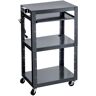 VEVOR Steel AV Cart, 27-41" Height Adjustable Media Cart with 19" x 14" Retracting Keyboard Tray, 24" x 18" Presentation Cart with 3 Shelves, 150 lbs Weight Capacity Suitable for Office and School