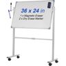 VEVOR Mobile Magnetic Whiteboard, 36 x 24 Inch, Double Sided, 360 Degree Reversible Rolling Dry Erase Board, Height Adjustable with Aluminum Frame and Lockable Swivel Wheels, for Office School Home