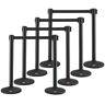 VEVOR Crowd Control Stanchions, 8-Pack Crowd Control Barriers with 4PCS 6.5FT Black Retractable Belts, Plastic Stanchion Queue Post, Belt Barriers Line Divider Stanchion Set for Airport, Exhibition