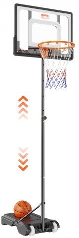 VEVOR Basketball Hoop, 5-7 ft Adjustable Height Portable Backboard System, 32 inch Basketball Hoop & Goal, Kids & Adults Basketball Set with Wheels, Stand, and Fillable Base, for Outdoor/Indoor