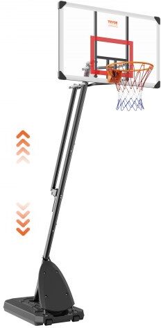 VEVOR Basketball Hoop, 7.6-10 ft Adjustable Height Portable Backboard System, 50 inch Basketball Hoop & Goal, Kids & Adults Basketball Set with Wheels, Stand, and Fillable Base, for Outdoor/Indoor