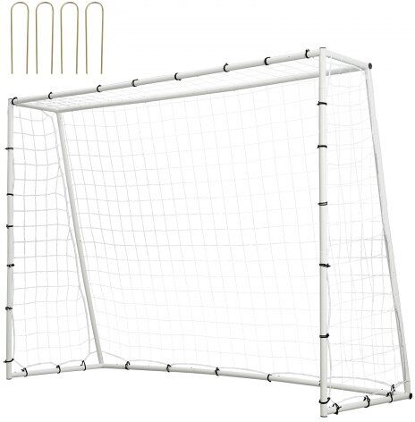 VEVOR Soccer Rebound Trainer, 8x6FT Iron Soccer Training Equipment, Sports Football Rebounder Wall with Double-Sided Rebounding Net & Goal, Perfect for Backyard Practicing, Solo Training, Passing