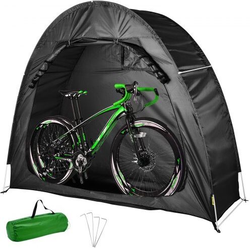 VEVOR Bike Cover Storage Tent, 420D Oxford Portable for 2 Bikes, Outdoor Waterproof Anti-Dust Bicycle Storage Shed, Heavy Duty for Bikes, Lawn Mower, and Garden Tools, w/ Carry Bag and Pegs, Black