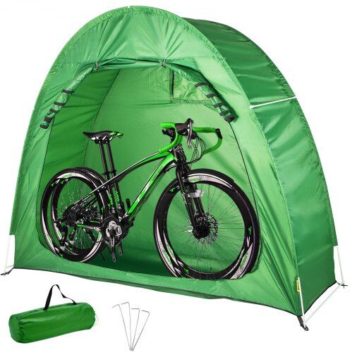 VEVOR Bike Cover Storage Tent, 420D Oxford Portable for 2 Bikes, Outdoor Waterproof Anti-Dust Bicycle Storage Shed, Heavy Duty for Bikes, Lawn Mower, and Garden Tools, w/ Carry Bag and Pegs, Green