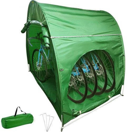 VEVOR Bike Cover Storage Tent, 420D Oxford Fabric Portable for 4 Bikes, Outdoor Waterproof Anti-Dust Bicycle Storage Shed, Heavy Duty for Bikes, Lawn Mower, and Garden Tools, w/ Carry Bag, Green