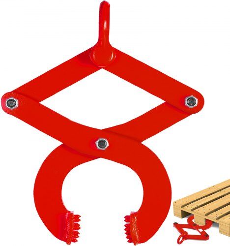 VEVOR Pallet Puller, 1T Steel Single Scissor Red Clamp with 2205 LBS Load Capacity Grabber, 4.3 Inch Jaw Opening and 0.5 Inch Jaw Height, Hook Pulling Hoisting Tool for Forklift Chain