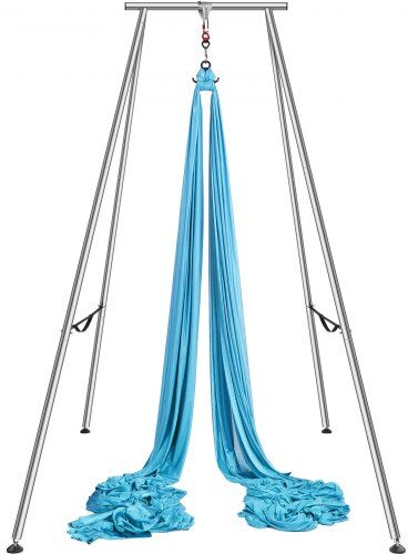 VEVOR Aerial Yoga Frame & Yoga Hammock, 9.67 ft Height Professional Yoga Swing Stand Comes with 13.1 Yards Aerial Hammock, Max 551.15 lbs Load Capacity Yoga Rig for Indoor Outdoor Aerial Yoga, Blue