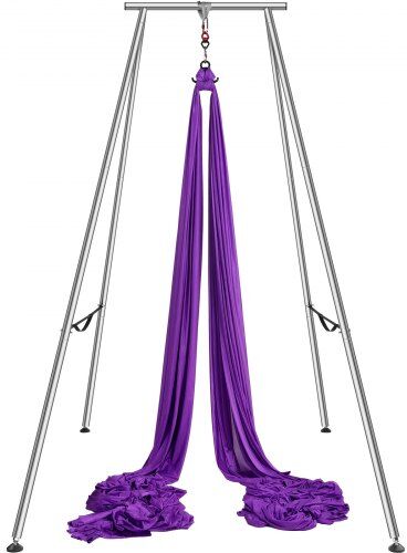 VEVOR Aerial Yoga Frame & Yoga Hammock, 9.67 ft Height Professional Yoga Swing Stand Comes with 13.1 Yards Aerial Hammock, Max 551.15 lbs Load Capacity Yoga Rig for Indoor Outdoor Aerial Yoga, Purple