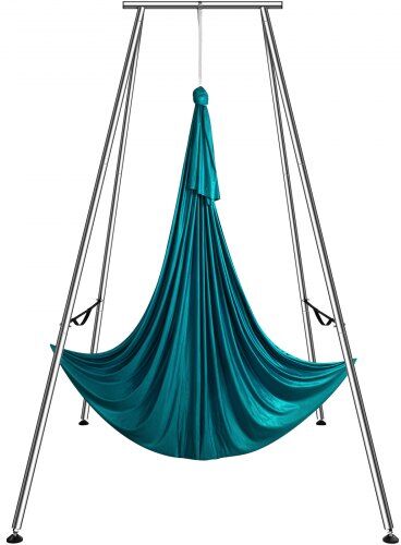 VEVOR Aerial Yoga Frame & Yoga Hammock, 9.67 ft Height Professional Yoga Swing Stand Comes with 6.6 Yards Aerial Hammock, Max 551.15 lbs Load Capacity Yoga Rig for Indoor Outdoor Aerial Yoga, Green