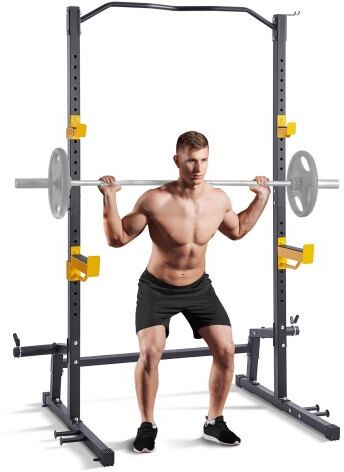 VEVOR Squat Stand Power Rack, Multi-Functional Power Rack with Pull up Bar, Hook, and Weight Plate Storage Attachment, Adjustable Power Rack Cage, Steel Exercise Squat Stand for Home Gym Equipment