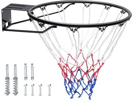 VEVOR Basketball Rim, Wall Door Mounted Basketball Hoop, Heavy Duty Q235 Basketball Flex Rim Goal Replacement with Net and Double Spring, Standard 18" Indoor Outdoor Hanging Hoop for Kids Adults