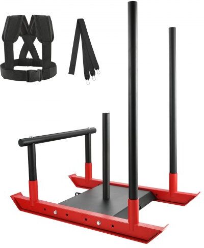 VEVOR Weight Training Sled, Pull Push Power Sled with Handle, Fitness Strength Resistance Training, Steel Workout Equipment for Athletic Exercise & Speed Improvement, Fit for 1" & 2" Weight Plate