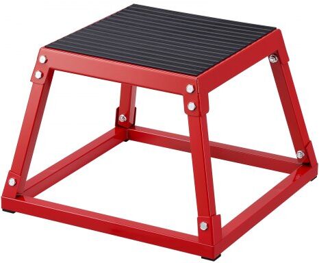 VEVOR Plyometric Jump Box, 12 Inch Plyo Box, Steel Plyometric Platform and Jumping Agility Box, Anti-Slip Fitness Exercise Step Up Box for Home Gym Training, Conditioning Strength Training, Red