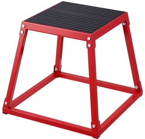 VEVOR Plyometric Jump Box, 18 Inch Plyo Box, Steel Plyometric Platform and Jumping Agility Box, Anti-Slip Fitness Exercise Step Up Box for Home Gym Training, Conditioning Strength Training, Red