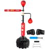 VEVOR Boxing Speed Trainer, Punching Bag Spinning Bar, Training Boxing Ball with Reflex Bar & Gloves, Solid Speed Punching Bag Free Standing, Adjustable Height, for Adult&Kid, Red with Two Ball