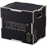 VEVOR 3 in 1 Plyometric Jump Box, 16/14/12 Inch Wooden Plyo Box, Platform & Jumping Agility Box, Anti-Slip Fitness Exercise Step Up Box for Home Gym Training, Conditioning Strength Training, Black