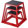 VEVOR Plyometric Jump Boxes, 12/18/24 Inch Plyo Box, Platform and Jumping Agility Box, Anti-Slip Fitness Exercise Step Up Box Set for Home Gym Training, Conditioning Strength Training, Red