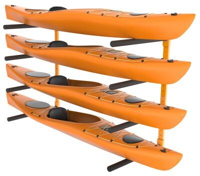 VEVOR Wall Kayak Storage Rack, 4-Capacity Wall Mounted Kayak Holders for Kayak Canoe Paddle Board, Kayak Storage Hooks with Adjustable Padded Arms, 400 LBS Load Kayak Hanger for Indoor Outdoor Garage