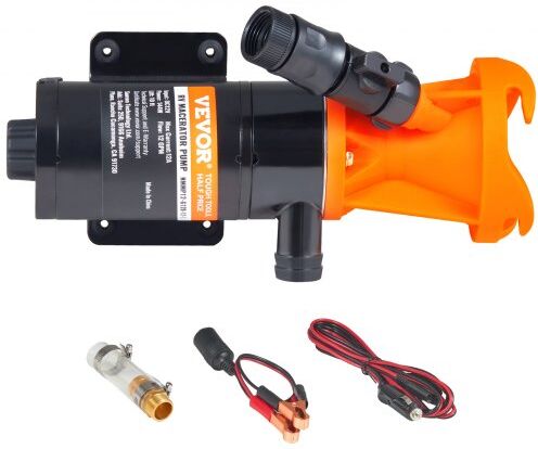 VEVOR RV Portable Macerator Pump, 12V, 12GMP Quick Release RV Waste Pump, RV Sewage Sewer Pump with Detachable Quick Connection Valve Metal Hose Clamp Power Cord, for RV Boat Marine Motorhome Camper