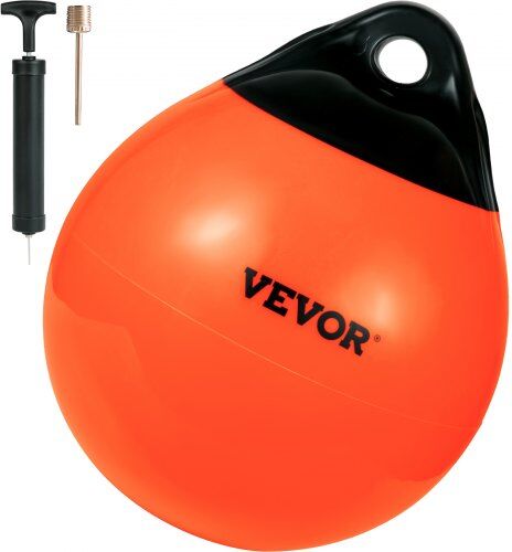 VEVOR Boat Buoy Balls, 15" Diameter Inflatable Heavy-Duty Marine-Grade PVC Marker Buoys, Round Boat Mooring Buoys, Anchoring, Rafting, Marking, Fishing, Orange