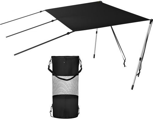 VEVOR T-Top Sun Shade Kit 5' x 5', UV-Proof 600D Polyester T-top Extension Kit with Rustproof Steel Telescopic Poles, Waterproof T-Top Shade Kit, Easy to Assemble for T-Tops ＆ Bimini Top