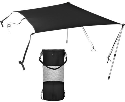 VEVOR T-Top Sun Shade Kit 6' x 7', UV-Proof 600D Polyester T-top Extension Kit with Rustproof Steel Telescopic Poles, Waterproof T-Top Shade Kit, Easy to Assemble for T-Tops ＆ Bimini Top