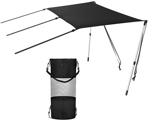 VEVOR T-Top Sun Shade Kit 4' x 5', UV-Proof 600D Polyester T-top Extension Kit with Rustproof Steel Telescopic Poles, Waterproof T-Top Shade Kit, Easy to Assemble for T-Tops ＆ Bimini Top