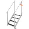 VEVOR Dock Ladder 4 Step, Dock Stairs 30''-38'' Adjustable Height, 500 lbs Load Capacity, Aluminum Pontoon Boat Ladder with Dual Handrails & Nonslip Rubber Mat for Ship/Lake/Pool/Marine Boarding