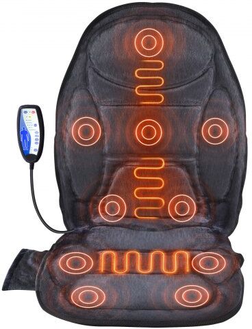 VEVOR Massage Seat Cushion with Heat, 10 Vibration Motor Seat Massage Pad, Vibrating Massage Chair Mat with 5 Modes & 4 Intensities, 3 Heating Pads for Home Office, Fatigue Relief for Back, Hip, Thigh