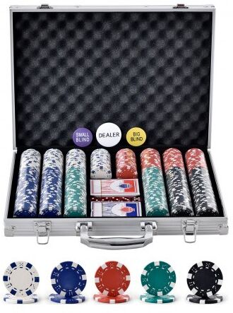 VEVOR Poker Chip Set, 500-Piece Poker Set, Complete Poker Playing Game Set with Aluminum Carrying  Case, 11.5 Gram Casino Chips, Cards, Buttons and Dices, for Texas Hold'em, Blackjack, Gambling