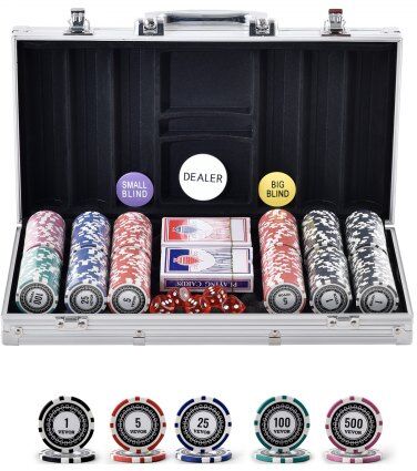 VEVOR Poker Chip Set, 500-Piece Poker Set, Complete Poker Playing Game Set with Aluminum Carrying  Case, 11.5 Gram Casino Chips, Cards, Buttons and Dices, for Texas Hold'em, Blackjack, Gambling