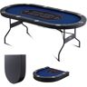 VEVOR 10 Player Foldable Poker Table, Blackjack Texas Holdem Poker Table with Padded Rails and Stainless Steel Cup Holders, Portable Folding Card Board Game Table, 84" Oval Casino Leisure Table