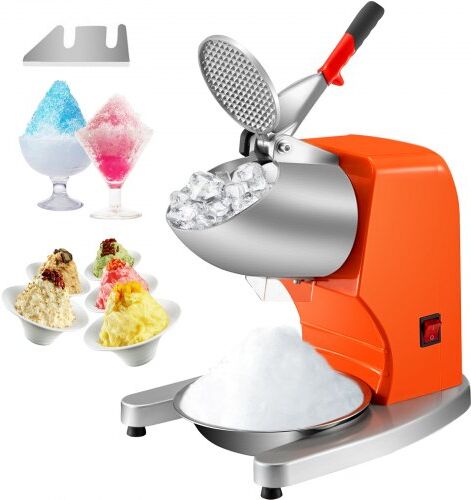 VEVOR 110V Electric Ice Shaver Crusher,300W 1450 RPM Snow Cone Maker Machine with Dual Stainless Steel Blades 210LB/H, Shaved Ice Machine with Ice Plate & Additional Blade for Home and Commercial Use