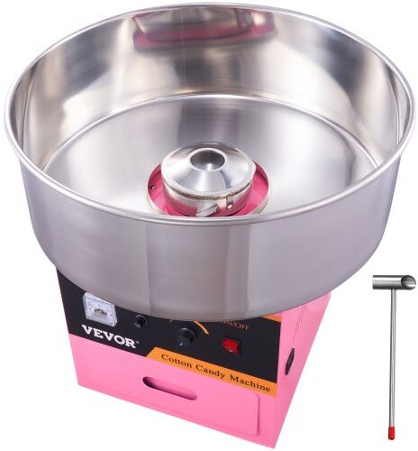 VEVOR Electric Cotton Candy Machine, 1000W Candy Floss Maker, Commercial Cotton Candy Machine with Stainless Steel Bowl, Sugar Scoop, and Drawer, Perfect for Home Kids Birthday, Family Party Pink