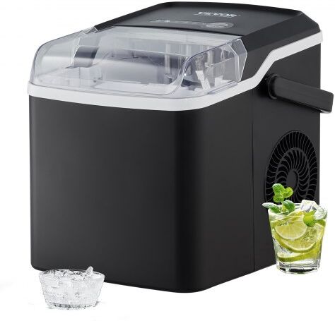 VEVOR Countertop Ice Maker, 9 Cubes Ready in 7 Mins, 26lbs in 24Hrs, Self-Cleaning Portable Ice Maker with Ice Scoop and Basket, Ice Machine with 2 Sizes Bullet Ice for Home Kitchen Office Bar Party